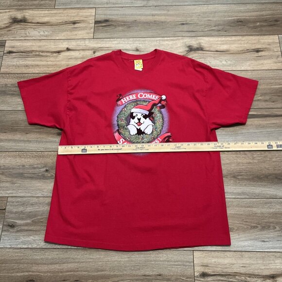 VTG Men's Big Dogs Santa Paws Logo T Shirt SZ 2XL Red Christmas 90s Cotton - Picture 4 of 9